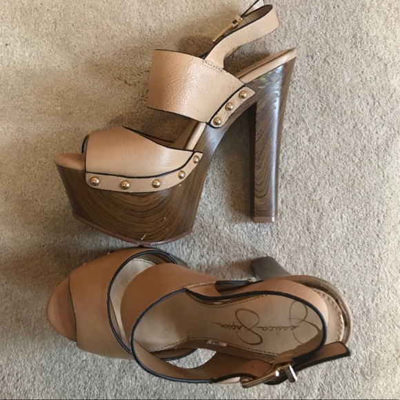 JESSICA SIMPSON WOOD CHUNKY HEEL - Picture 3 of 5